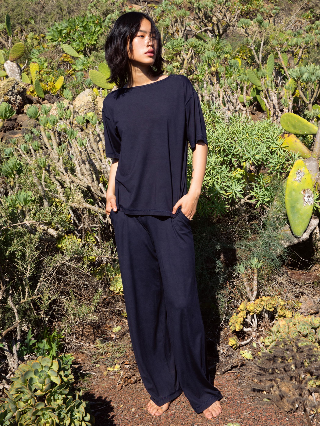 Damen - Pyjamahose aus Modal in Blau, Einfarbig aus Serie DSW Balancing von CALIDA, Vorderansicht