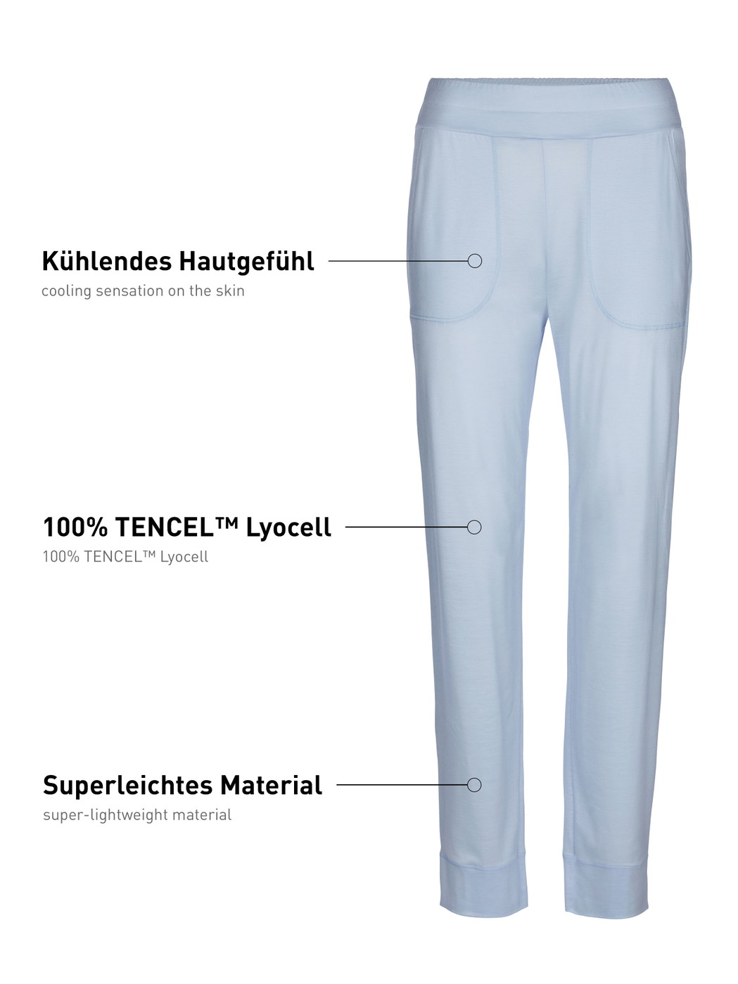 Damen - Pyjamahose mit Seitentaschen aus Lyocell in Blau, Einfarbig aus Serie DSW Cooling von CALIDA