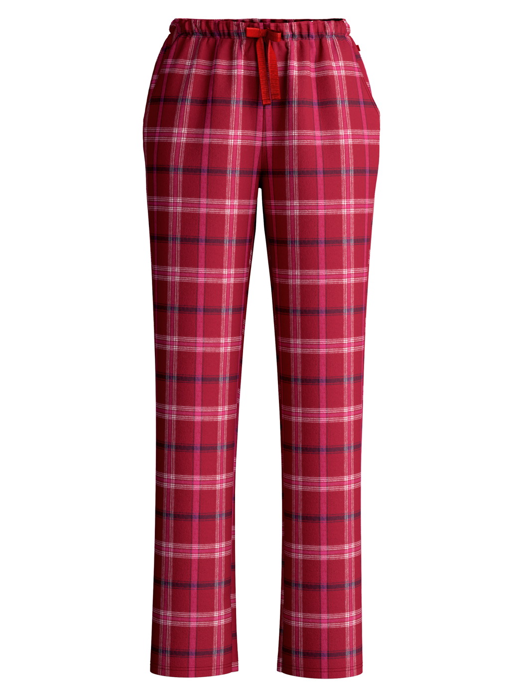 Damen - Flanellhose mit Seitentaschen aus 100% Baumwolle in Rot, Kariert aus Serie Favourites Holidays von CALIDA