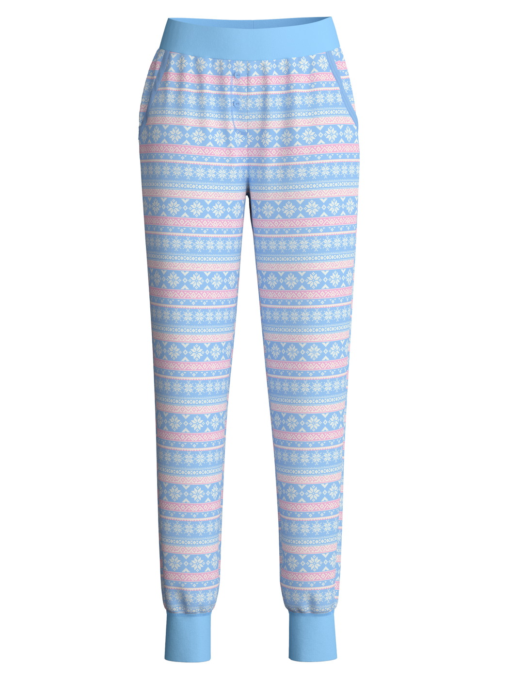 Damen - Pyjamahose mit Bündchen aus 100% Baumwolle in Blau, Gemustert aus Serie Ski Resort von CALIDA