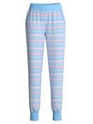 Damen - Pyjamahose mit Bündchen aus 100% Baumwolle in Blau, Gemustert aus Serie Ski Resort von CALIDA