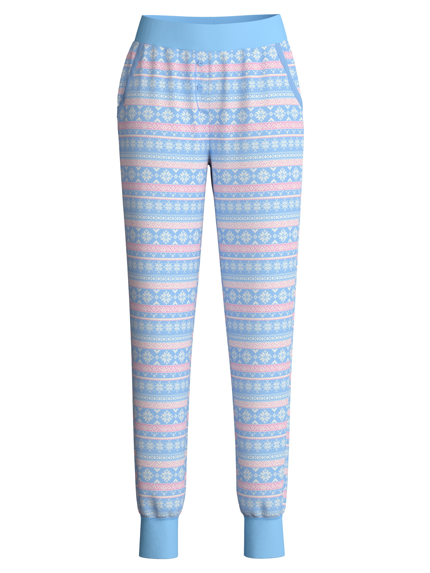 Damen - Pyjamahose mit Bündchen aus 100% Baumwolle in Blau, Gemustert aus Serie Ski Resort von CALIDA