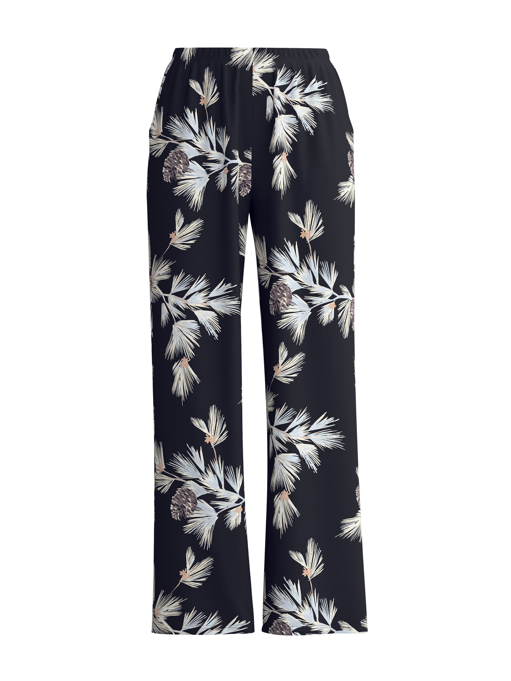 Damen - Pyjamahose mit Seitentaschen aus Modal in Schwarz, Floral aus Serie Glimmer M&M von CALIDA