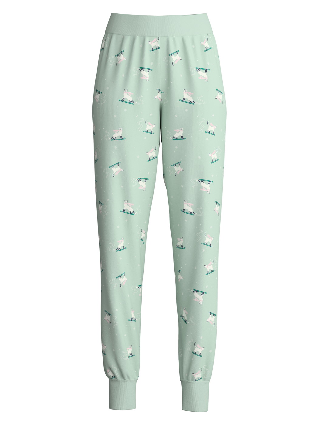 Women - Pyjama bottom with cuffs made of 100% Cotton in Green, Motif, from the Favourites Cats series by CALIDA