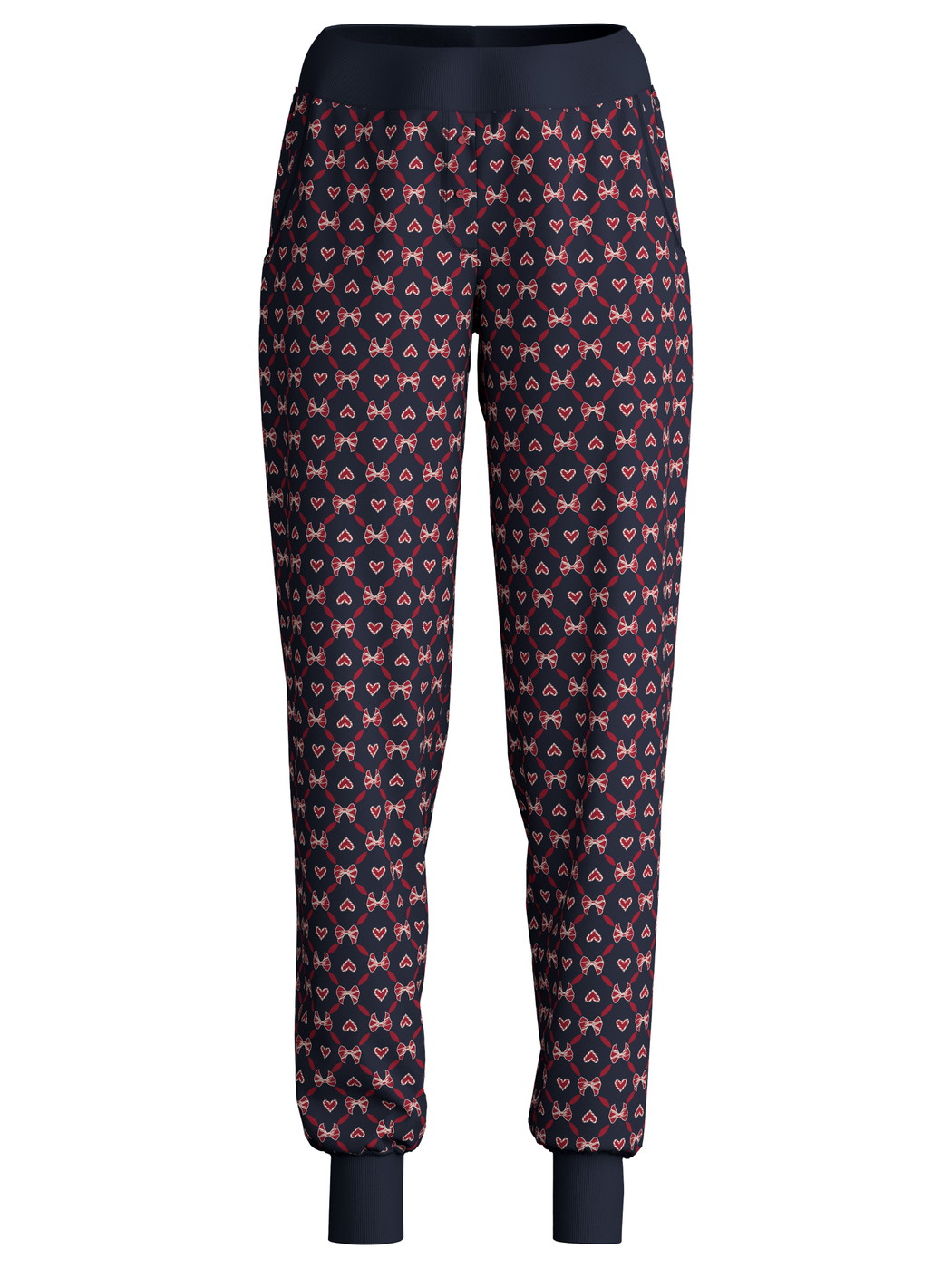 Damen - Pyjamahose mit Bündchen und Seitentaschen aus 100% Baumwolle in Blau, Gemustert aus Serie Favourites Holidays von CALIDA