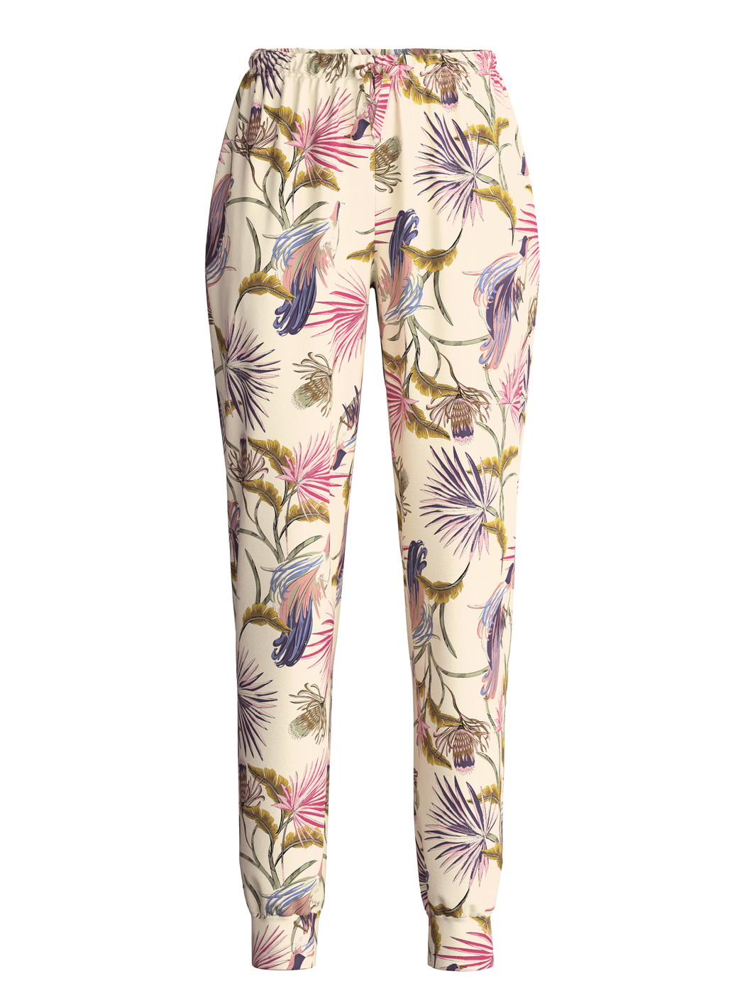 Damen - Pyjamahose mit Bündchen aus 100% Baumwolle in Beige, Floral aus Serie Favourites Arts von CALIDA