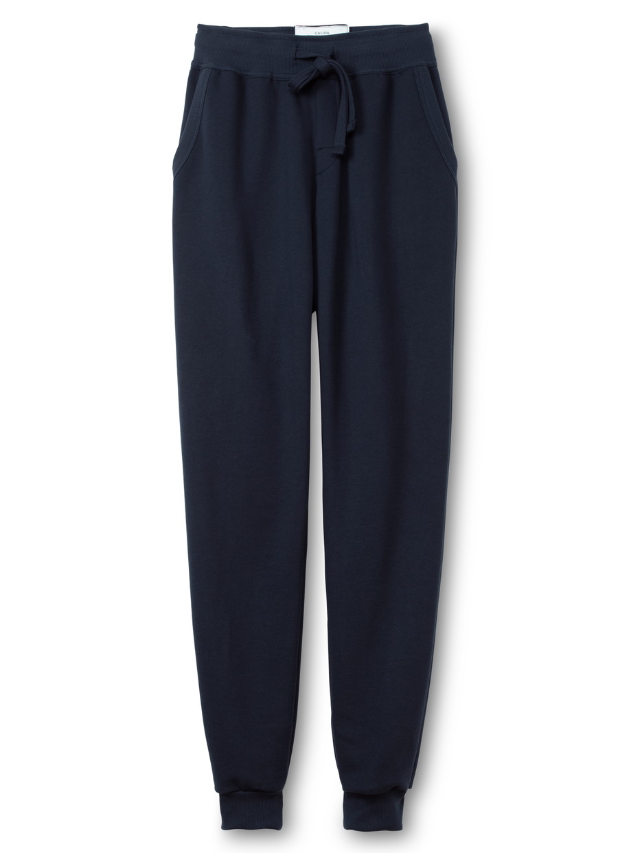 Homme - Pantalon de jogging en 100% coton de couleur Bleu, Unicolore, de la série Circular Lounge de CALIDA