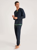Men model is wearing Pyjama bottom with cuffs made of Modal in Blue, Unicoloured from the DSW Balancing series by CALIDA, Outfit