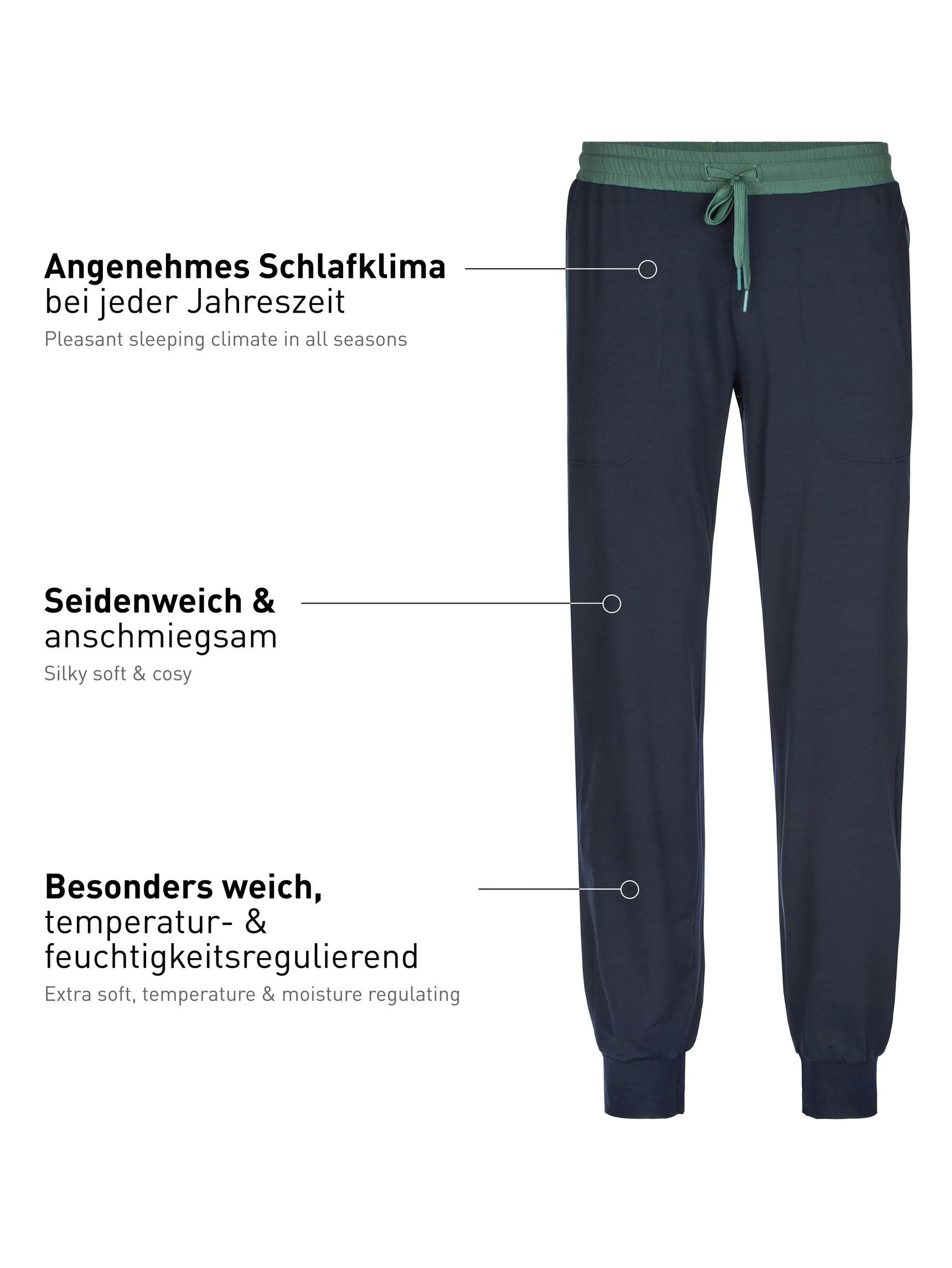 Herren - Pyjamahose mit Bündchen aus Modal in Blau, Einfarbig aus Serie DSW Balancing von CALIDA