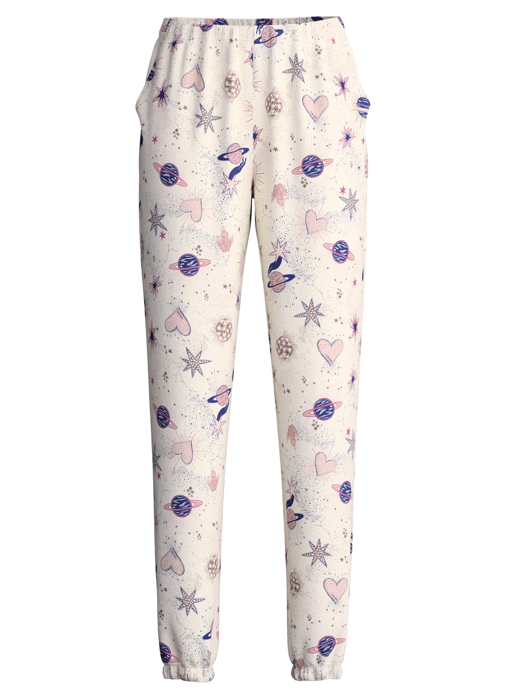Damen - Pyjamahose mit Bündchen aus 100% Baumwolle in Beige, Gemustert aus Serie Favourites Universe von CALIDA
