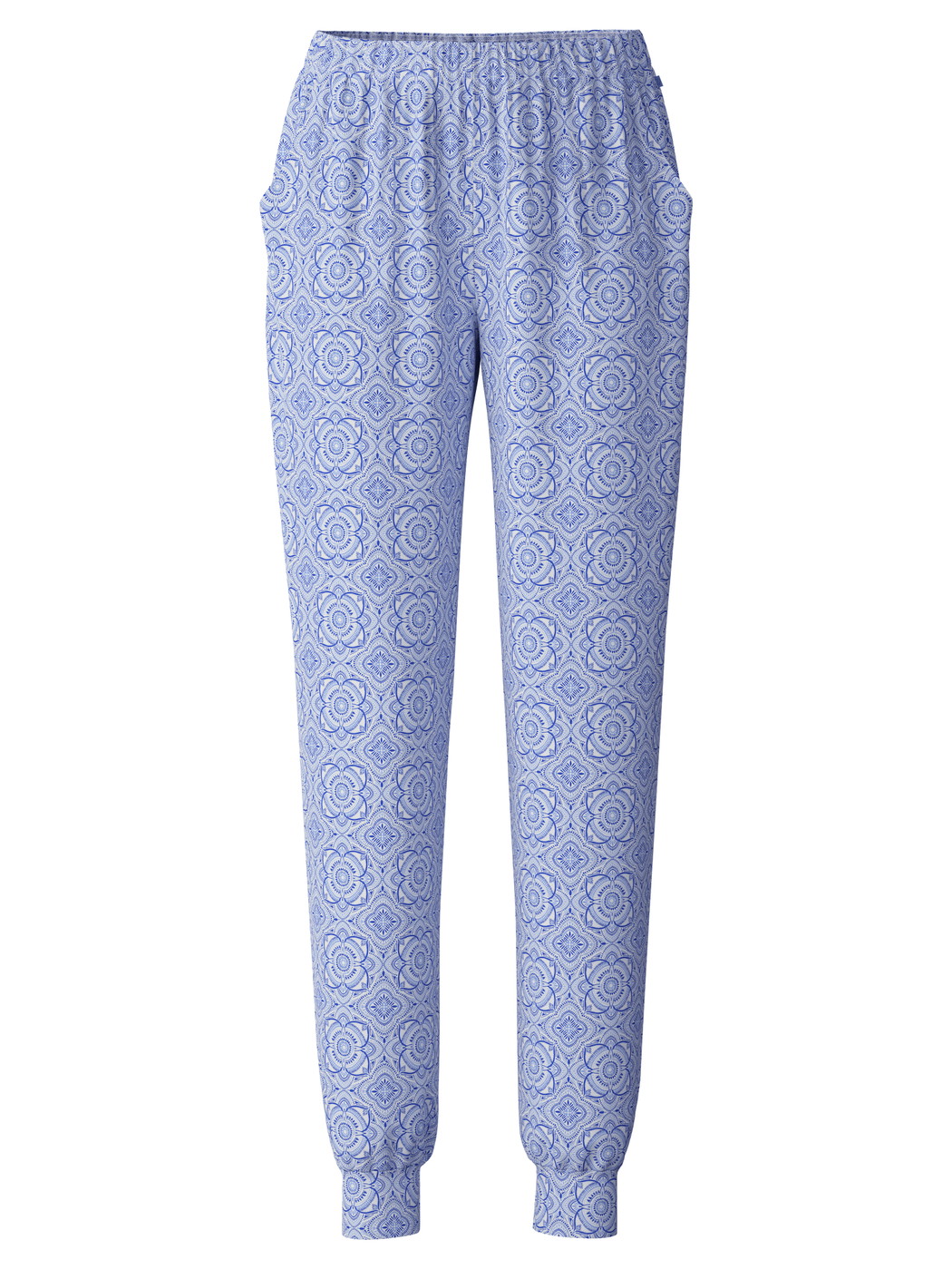 Damen - Pyjamahose mit Bündchen aus Baumwolle in Blau, Gemustert aus Serie Favourites Marine von CALIDA