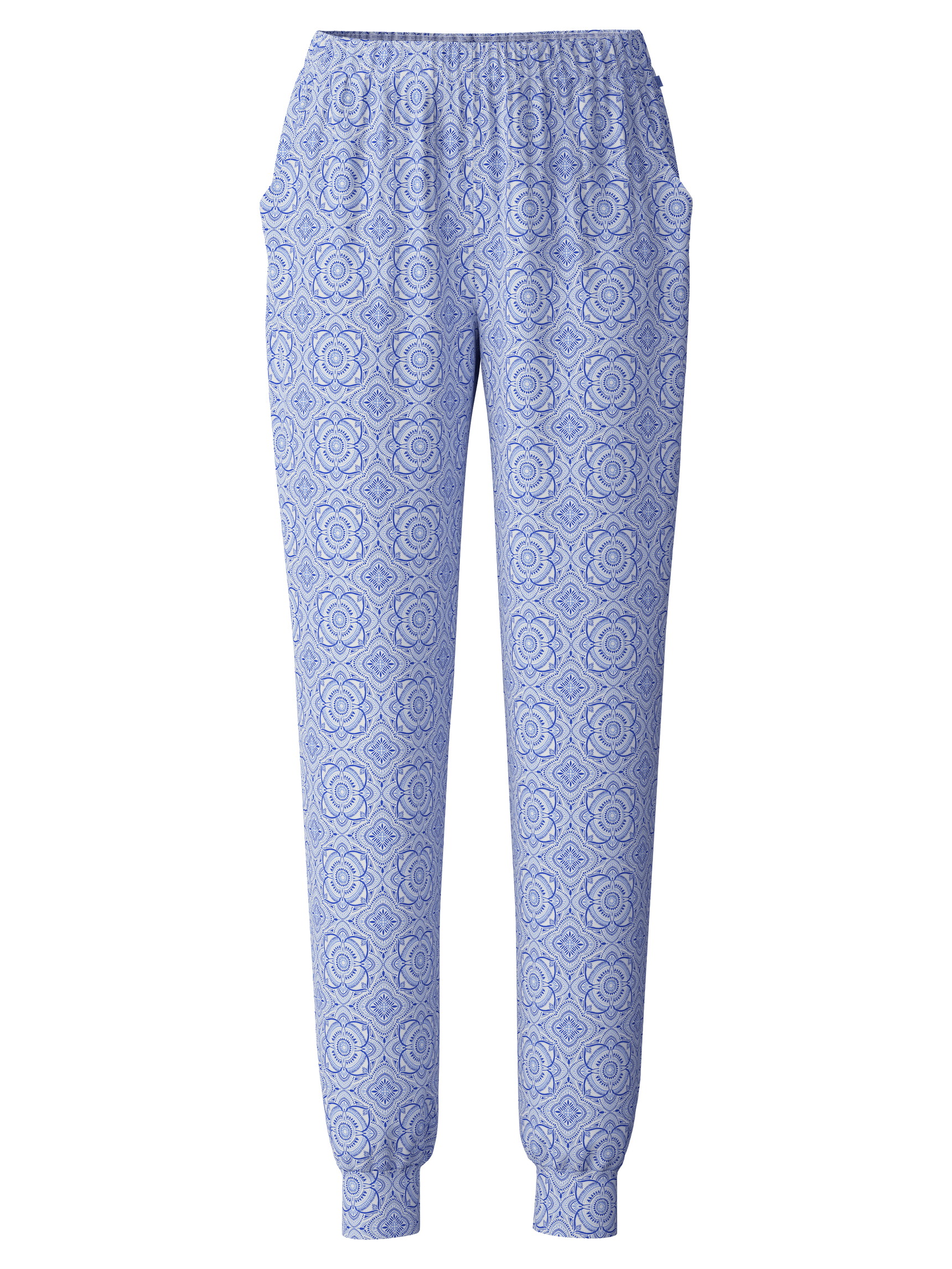 Damen - Pyjamahose mit Bündchen aus Baumwolle in Blau, Gemustert aus Serie Favourites Marine von CALIDA