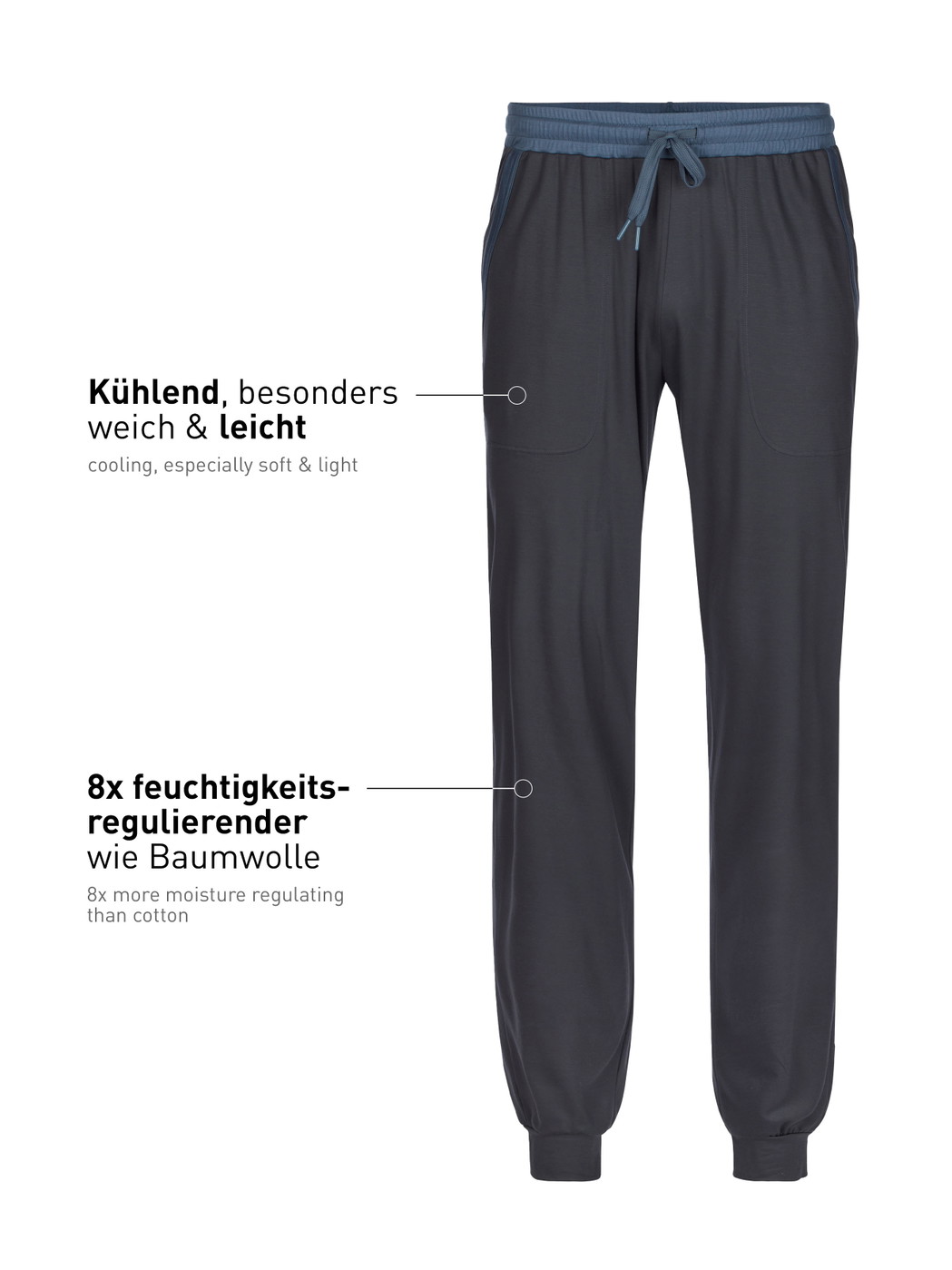 Uomo - Pantalone in Lyocell di colore Grigio, Tinta unita, della serie DSW Cooling di CALIDA