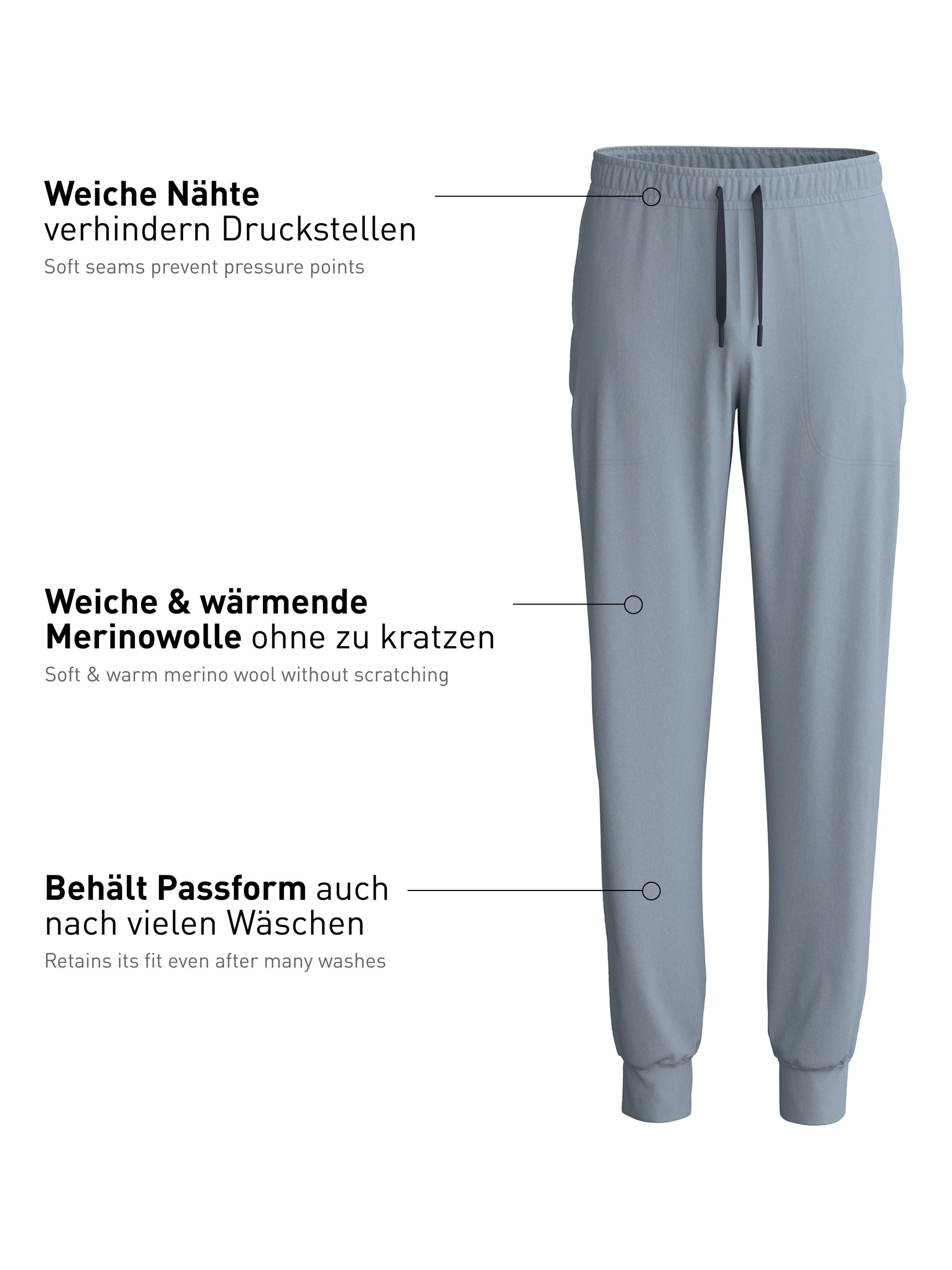 Homme - Bas de pyjama avec poignets en Lyocell de couleur Gris, Unicolore, de la série DSW Warming de CALIDA