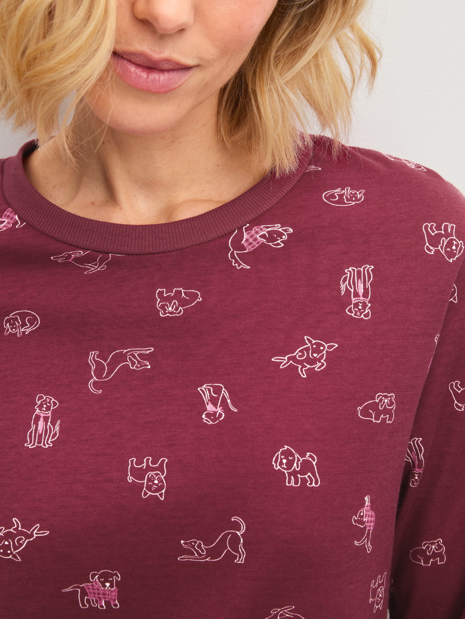 Women model is wearing  made of 100% Cotton in Red, Patterned from the Family & Friends series by CALIDA, Detail