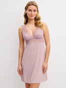 Women model is wearing Nightdress made of Modal in Purple, Lace from the Feminine Lounge series by CALIDA, Additional Image