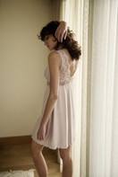 Women model is wearing Nightdress made of Modal in Purple, Lace from the Feminine Lounge series by CALIDA, Additional Image