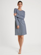 Women model is wearing Nightdress made of 100% Cotton in Turquoise, Motif from the Spring Nights series by CALIDA