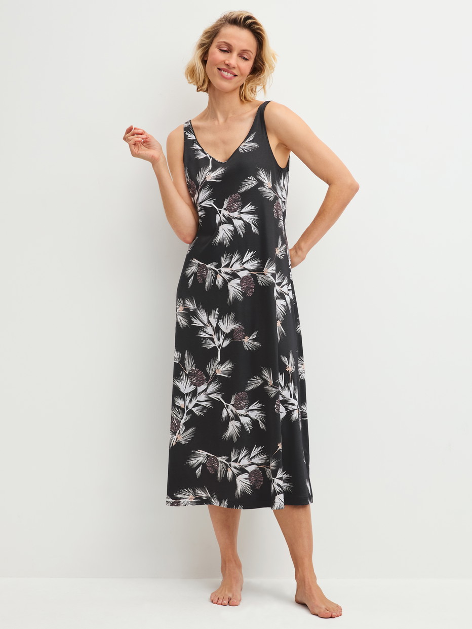 Women model is wearing  made of Modal in Black, Floral from the Glimmer M&M series by CALIDA, Front view