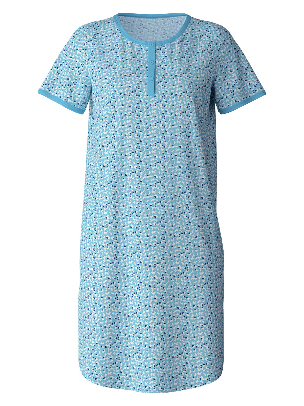 Femme - Nightdress en 100% coton de couleur Turquoise, Motif, de la série Cotton Special de CALIDA
