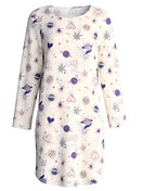 Femme - Chemise de nuit manches longues – Longueur 100 cm en 100% coton de couleur Beige, À motifs, de la série Favourites Universe de CALIDA