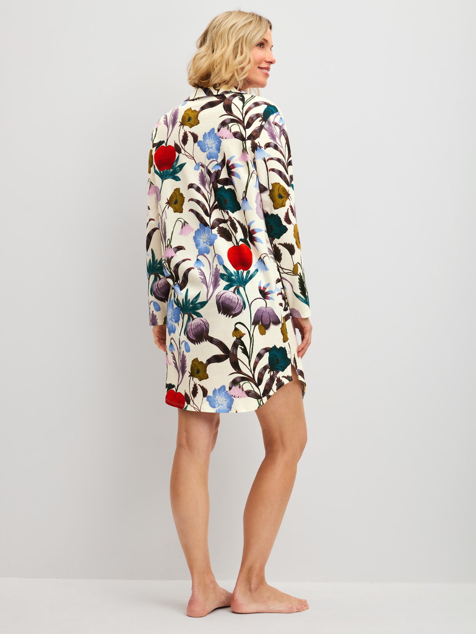 Women model is wearing  made of 100% Cotton in Beige, Floral from the Alpine M&M series by CALIDA, Back view