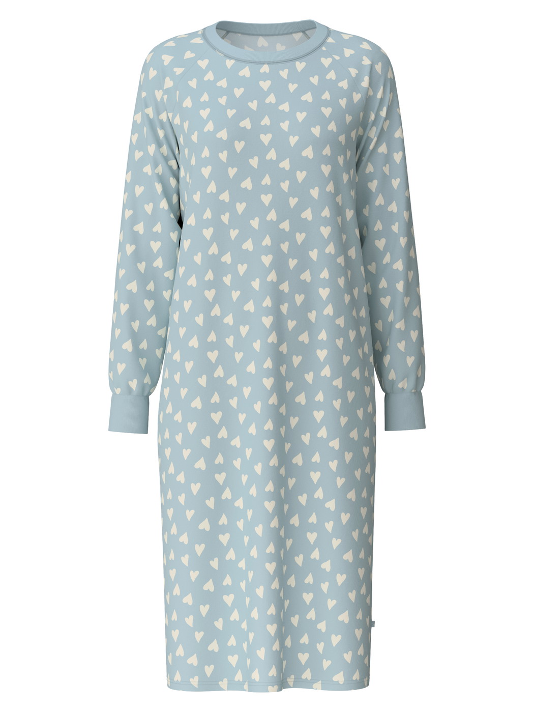 Damen - Langarm-Nachthemd, 110  cm aus 100% Baumwolle in Blau, Motiv aus Serie Midnight Love von CALIDA