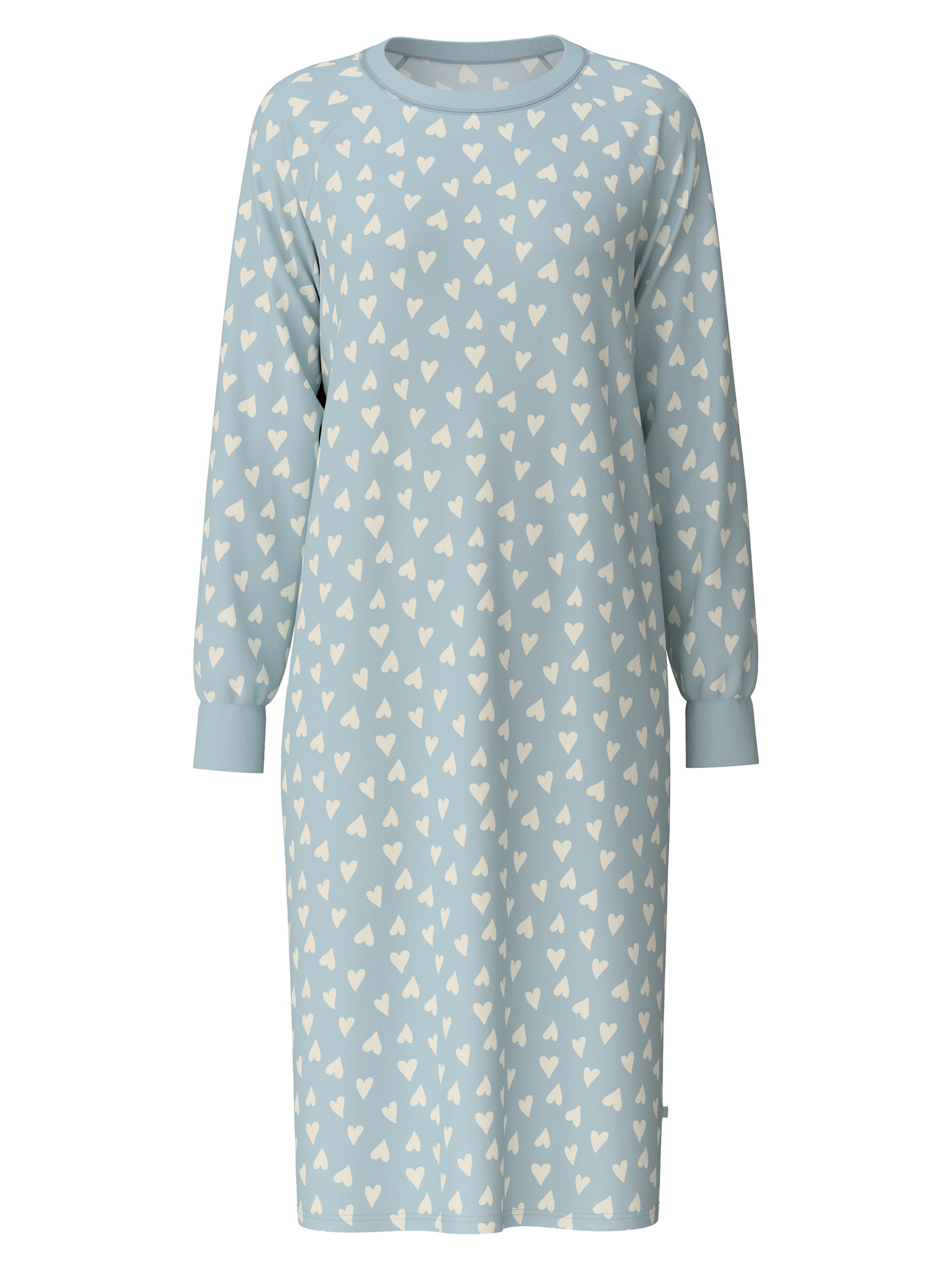 Damen - Langarm-Nachthemd, 110  cm aus 100% Baumwolle in Blau, Motiv aus Serie Midnight Love von CALIDA