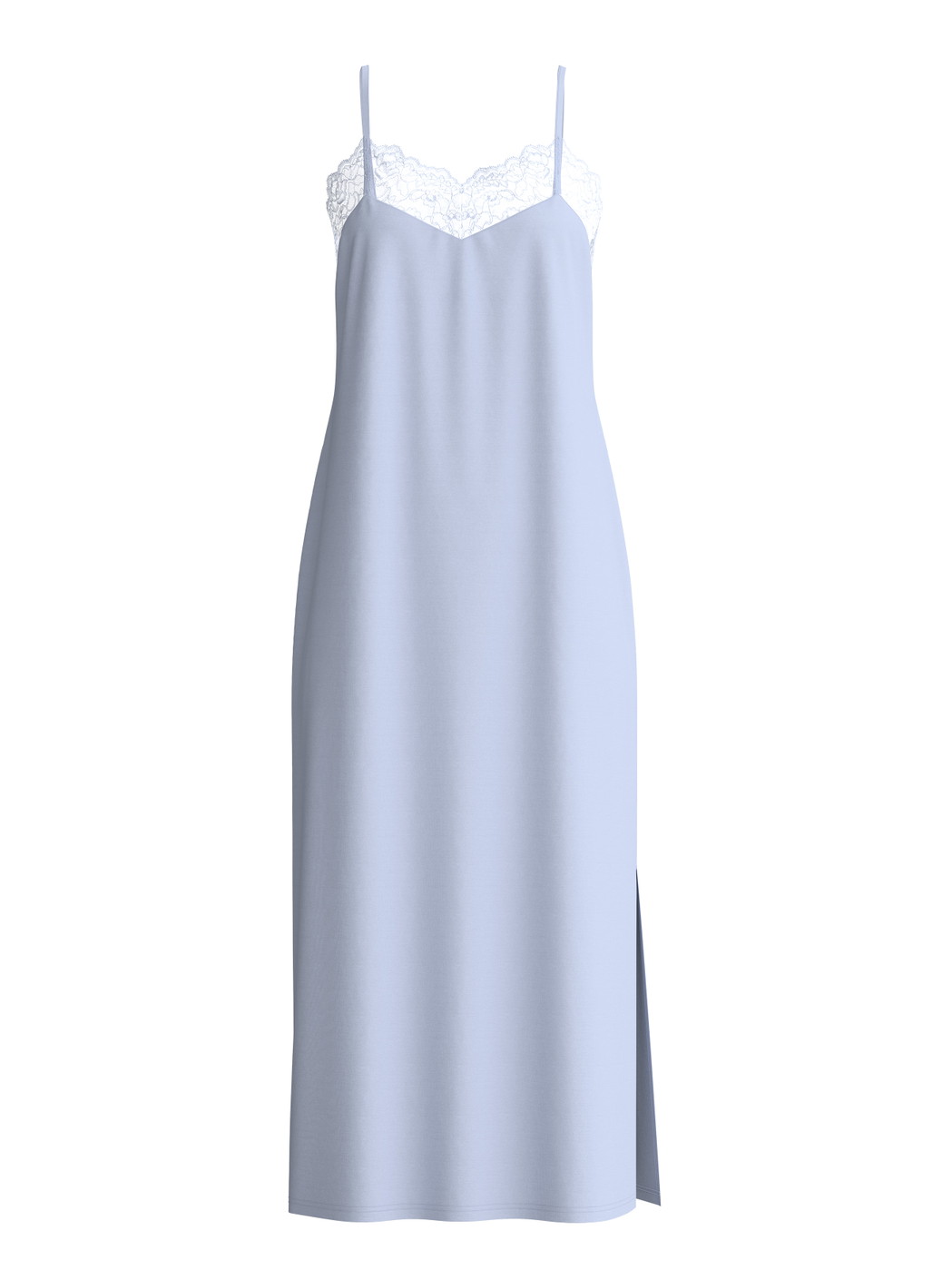 Damen - Nachthemd mit Spaghettiträgern, Länge 125cm aus Modal in Blau, Spitze aus Serie Elegant Dreams von CALIDA