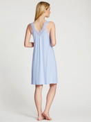 Women model is wearing Nightdress made of Modal in Blue, Lace from the Elegant Dreams series by CALIDA, Back view