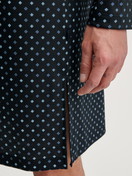 Men model is wearing Nightshirt made of 100% Cotton in Blue, Patterned from the Relax Streamline series by CALIDA, Detail