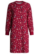 Women - Long Sleeve Nightdress – 100 cm Length made of 100% Cotton in Red, Patterned, from the Family & Friends series by CALIDA