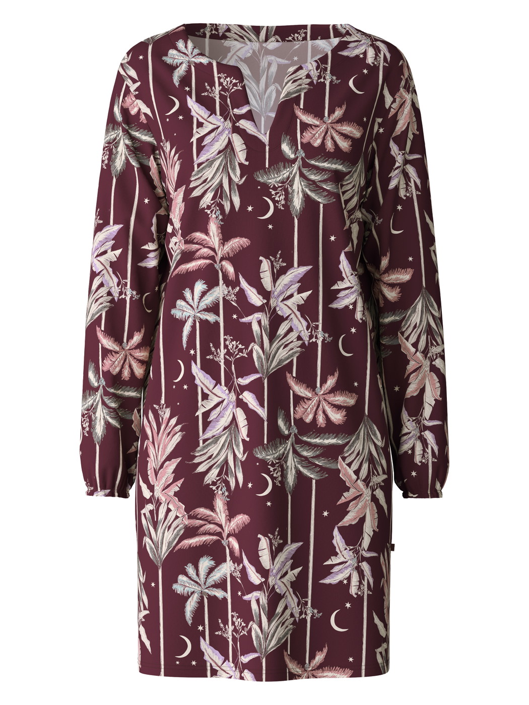 Damen - Langarm-Nachthemd, Länge 95 cm aus 100% Baumwolle in Rot, Floral aus Serie Favourites Ground von CALIDA