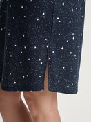 Women model is wearing Nightdress, length 95 cm made of 100% Cotton in Blue, Motif from the Sweet Dreams series by CALIDA, Detail