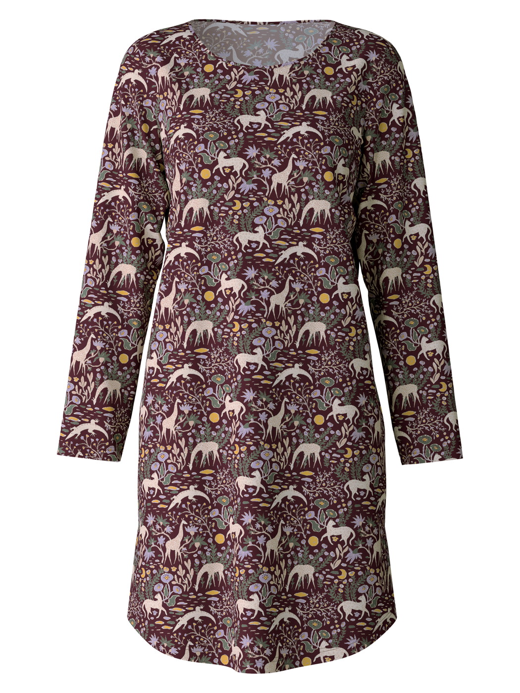 Women - Long-sleeved nightdress, length 100 cm made of 100% Cotton in Red, Motif, from the African Dreams series by CALIDA