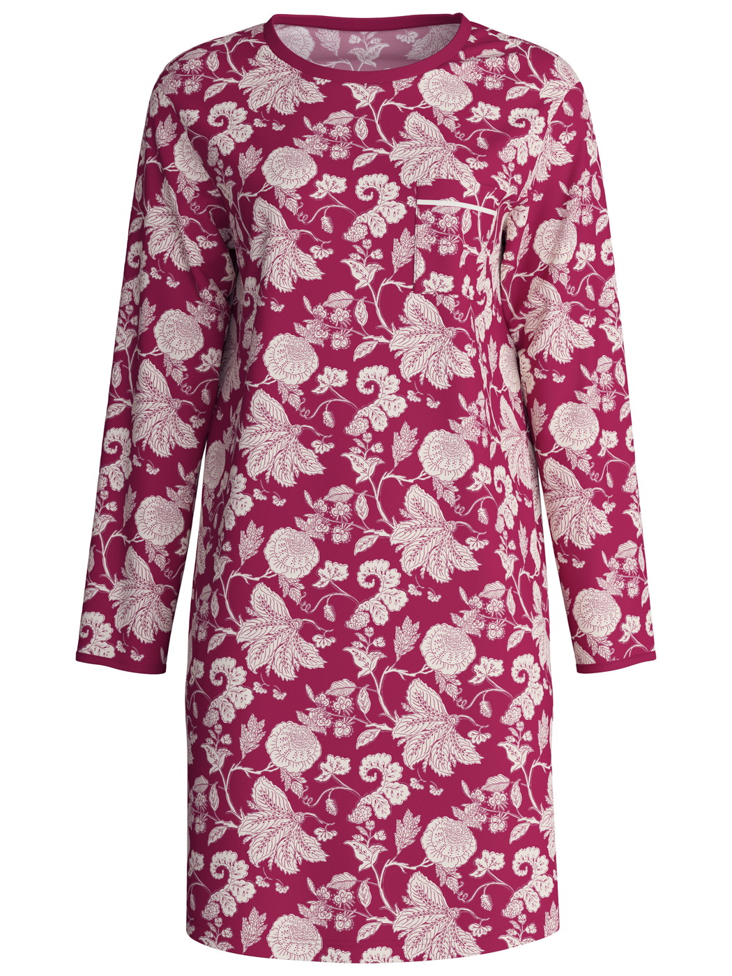 Donna - Camicia da notte a maniche lunghe – Lunghezza 95 cm in 100% cotone di colore Viola, Floreale, della serie Sweet Dreams di CALIDA
