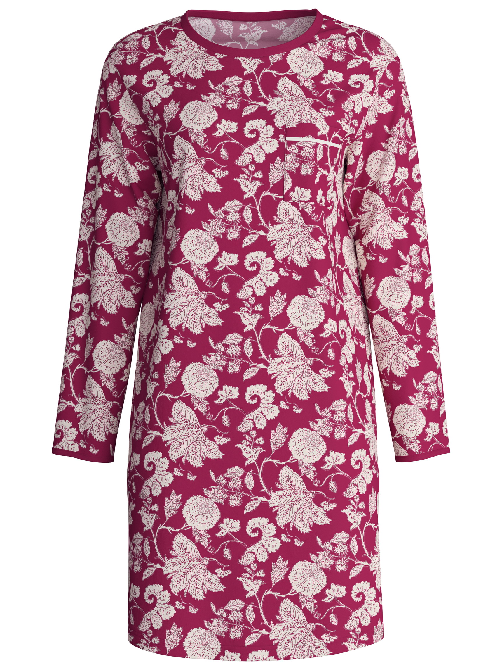 Donna - Camicia da notte a maniche lunghe – Lunghezza 95 cm in 100% cotone di colore Viola, Floreale, della serie Sweet Dreams di CALIDA
