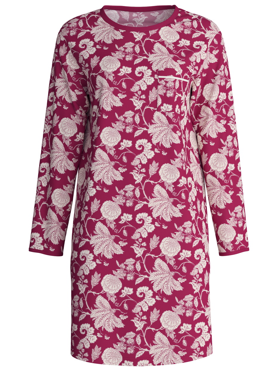 Damen - Langarm-Nachthemd, Länge 95 cm aus 100% Baumwolle in Violett, Floral aus Serie Sweet Dreams von CALIDA