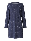 Women - Long Sleeve Nightdress – 95 cm Length made of 100% Cotton in Blue, Motif, from the Sweet Dreams series by CALIDA
