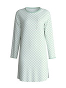 Women - Long Sleeve Nightdress – 95 cm Length made of 100% Cotton in Turquoise, Patterned, from the Sweet Dreams series by CALIDA