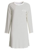 Women - Long Sleeve Nightdress – 95 cm Length made of 100% Cotton in Beige, Striped, from the Sweet Dreams series by CALIDA