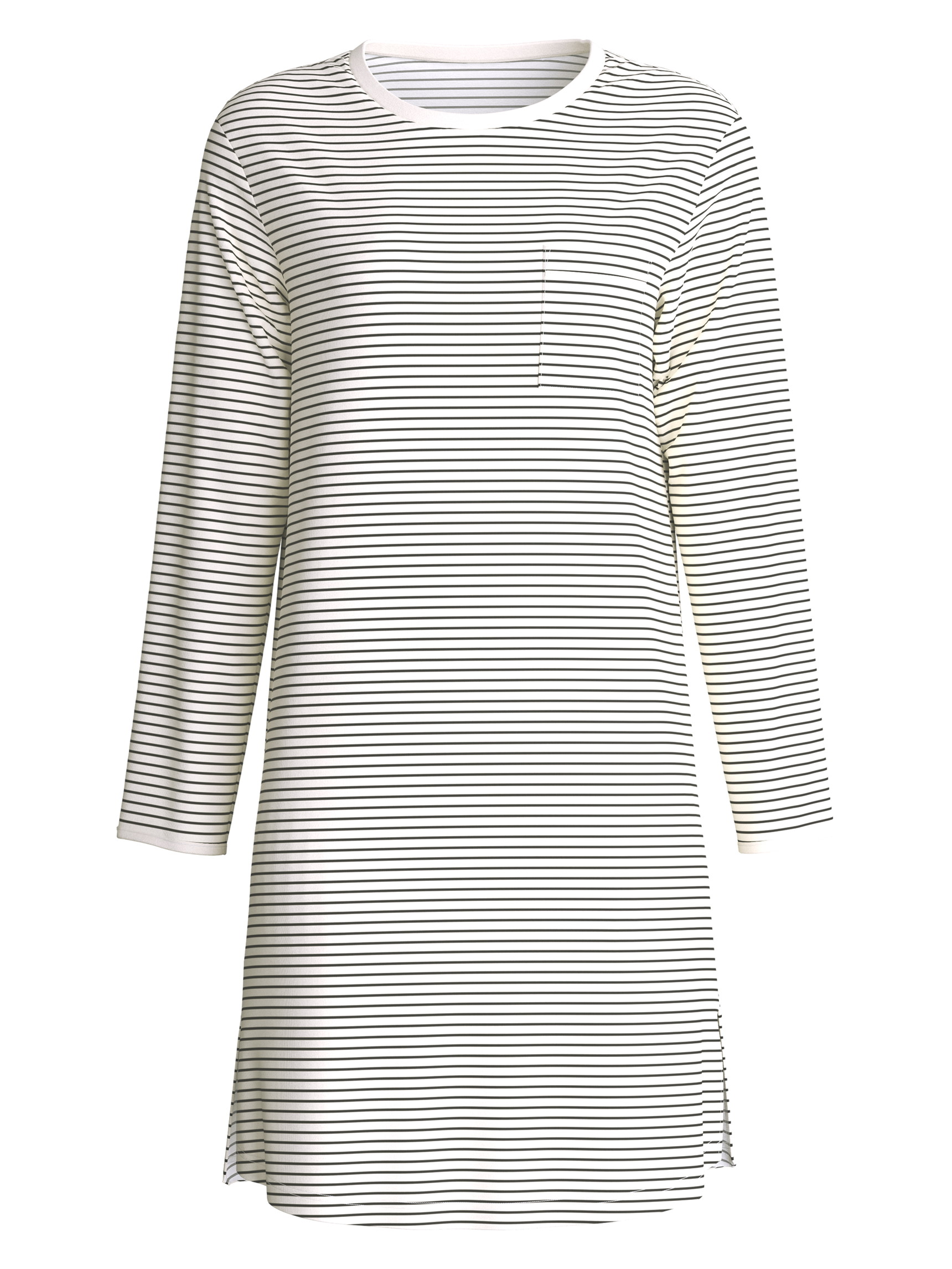 Femme - Chemise de nuit manches longues – Longueur 95 cm en 100% coton de couleur Beige, Rayée, de la série Sweet Dreams de CALIDA