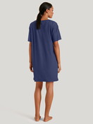 Women model is wearing Nightdress made of Modal in Blue, Unicoloured from the DSW Balancing series by CALIDA, Back view