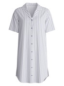Women - Short-sleeved nightdress with buttons, length 95 cm made of 100% Cotton in Blue, Striped, from the Striped Dreams series by CALIDA
