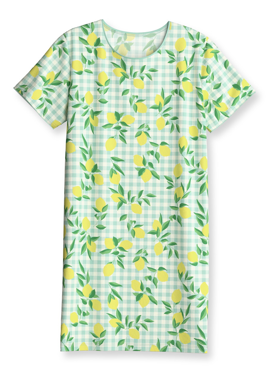Figli - Camicia da notte a maniche corte in puro cotone biologico in 100% cotone di colore Verde, Modello, della serie Kids Fruits di CALIDA, Vista frontale, Sfondo bianco