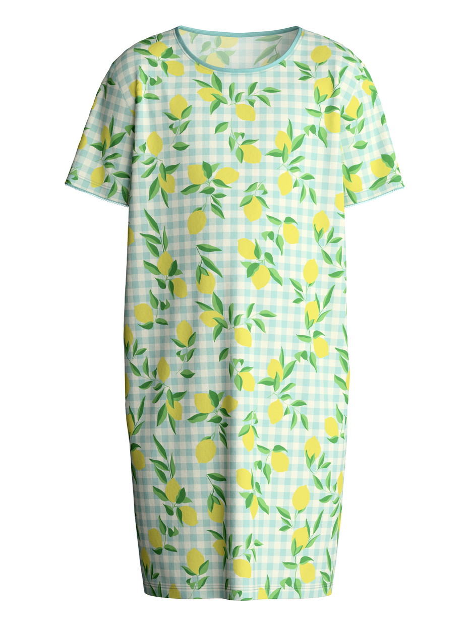 Figli - Camicia da notte a maniche corte in puro cotone biologico in 100% cotone di colore Verde, Modello, della serie Kids Fruits di CALIDA
