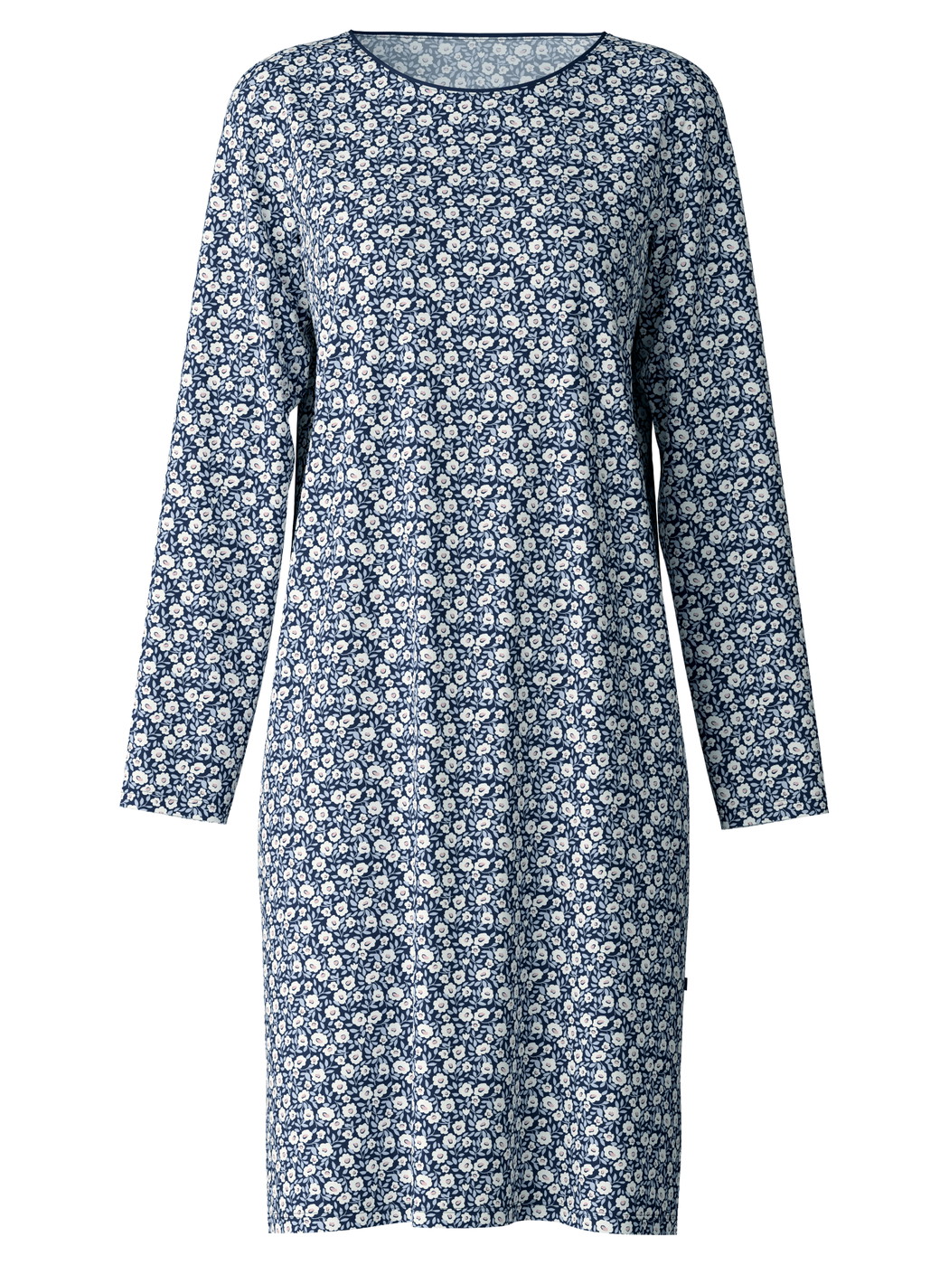 Femme - Chemise de nuit manches longues – Longueur 100 cm en 100% coton de couleur Bleu, Floral, de la série Favourites Sleep de CALIDA