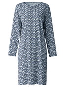 Femme - Chemise de nuit manches longues – Longueur 100 cm en 100% coton de couleur Bleu, Floral, de la série Favourites Sleep de CALIDA