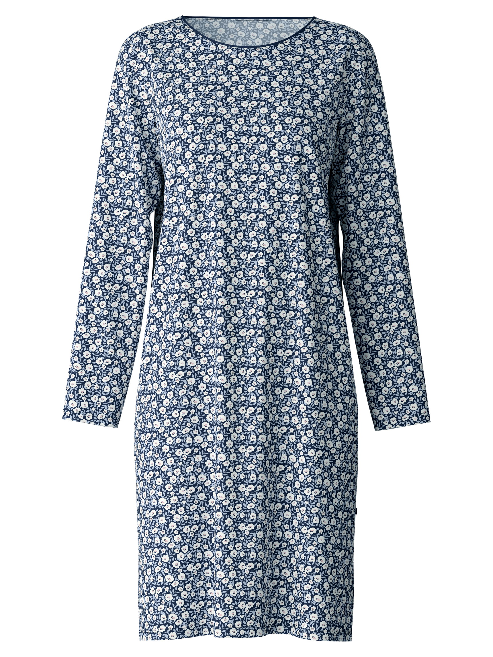 Femme - Chemise de nuit manches longues – Longueur 100 cm en 100% coton de couleur Bleu, Floral, de la série Favourites Sleep de CALIDA