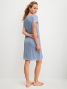 Women model is wearing Sleepshirt made of Lyocell in Blue, Unicoloured from the DSW Cooling series by CALIDA, Back view
